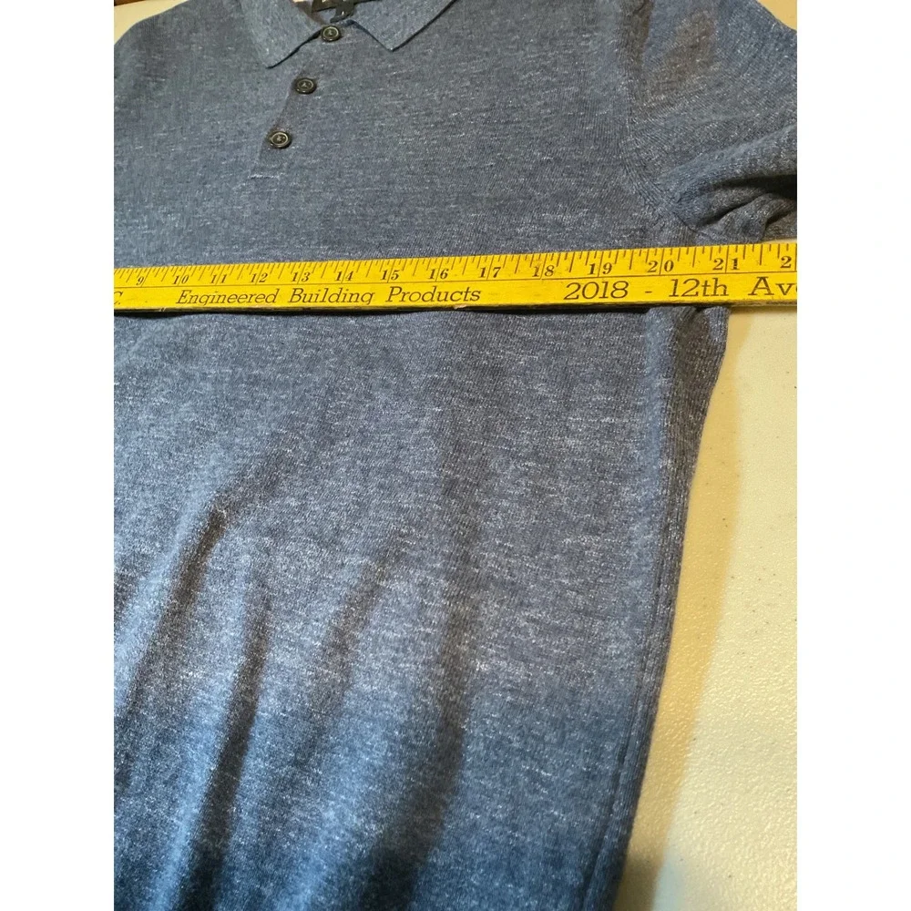 Banana Republic Mens Heathered Blue Knit Polo Shirt Size L Short Sleeve Casual‎